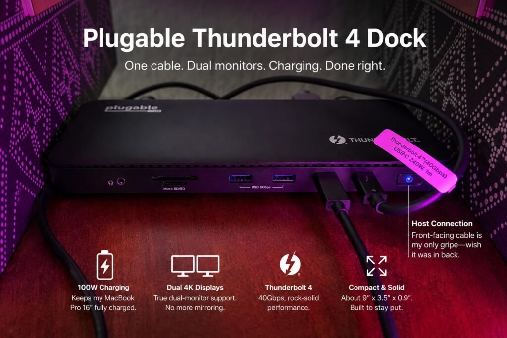 Plugable TBT4 Dual Monitor product view 2